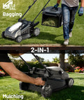 18 Inch 40V Self Propelled Brushless Lawn Mower For Yards Stepless Speed Control Easy Start Lightweight Cordless Mower With 6 Position Height Adjustment Includes Two 5Ah Batteries, 2-in-1 bagging and mulching