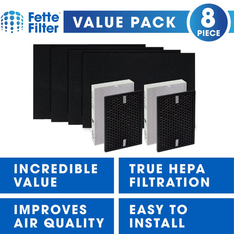 Top Notch HEPA Filter Kit For Honeywell InSight HPA5200B And HPA5250 Air Purifiers Includes 8-Piece HEPA and Carbon Filters