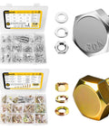 All In One Metric Bolt Kit With M4 M5 M6 And M8 Hex Head Bolts Nuts And Washers 719 Piece Set displayed in case