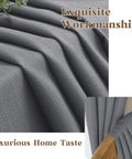 Close-up of fabric texture from Dark Grey Curtains Two Panels 96 Inches Long Light Filtering Faux Linen Textured Window Curtains.