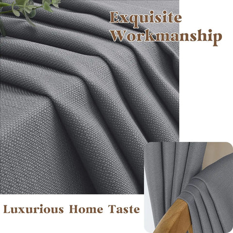 Close-up of fabric texture from Dark Grey Curtains Two Panels 96 Inches Long Light Filtering Faux Linen Textured Window Curtains.
