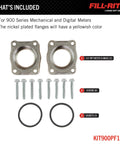 Fill-Rite KIT900PF1.5N kit: two nickel 1/2 in NPT meter flanges, eight screws, two gaskets.