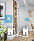 Smart Dimmer Switch Remote Accessory For Apple HomeKit Easy iOS Setup No Hub Needed Control Lights From Anywhere In Your Home Multi Room Dimming Requires HKRL50WH To Operate illustrated in a living room setting