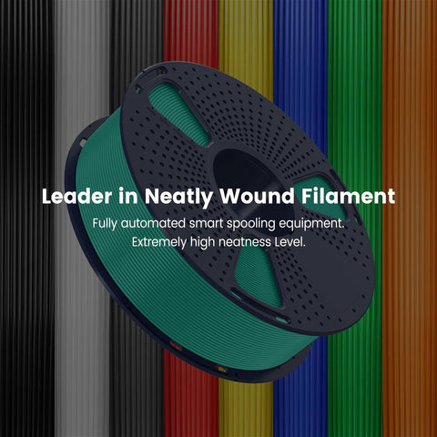 Colorful PLA Filament Spools with Black Spool, Leader in Neatly Wound Filament, Focus on 1.75mm PLA Filament for 3D Printers