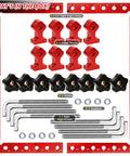 Heavy Duty 4 Pc Aluminum Corner Clamps Perfect For Precise Woodworking Projects With Rust Proof And Durable Construction For Easy Right Angle Jigging set with red clamps, blocks, knobs, and screws.
