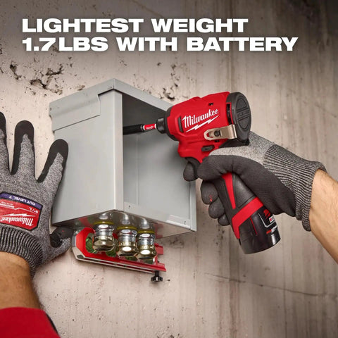 12V Subcompact Brushless Impact Driver Bare Tool With Quarter Inch Hex For Tight Spaces used on electrical box