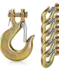 Five Sixteenth Inch Clevis Slip Hooks With Latch Six Pack Forged G70 Steel Heavy Duty Chain Grab Hooks For Truck And Trailer