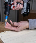 Your New Shop Floor Favorite Features A Heavy Duty Two Sided Drill Bit And Driver That Cuts Pilot Holes Counterbore Recesses And Drives Screws For Rock Solid Woodworking Joints With Zero Hassle Today; close-up of drill bit in use on wood.