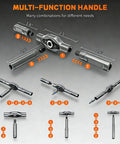 Multi-function handle components of 24 In 1 Magnetic Ratchet Screwdriver Set Featuring Detachable Handle And Integrated Mini Wrench.