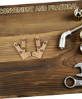 Heavy Duty Hidden Door Hinge Set For Secret Doors And Bookshelves, bronze finish, tools on wooden surface, convenient and practical