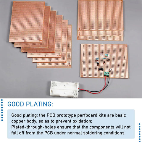 Ten Pack 73mm By 100mm Protoboard Kit With Copper Strip Boards 957 Holes Perfboard Budget Friendly Universal DIY Breadboard