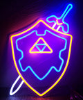 Sword and Shield LED Gaming Light for Game Room Decor, Zelda Inspired Sword and Shield Sign glowing in neon colors