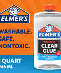 Clear Liquid School Glue For Arts And Crafts, Go To Washable And Non Toxic, 32 Ounces Bottle, Perfect For Slime Making