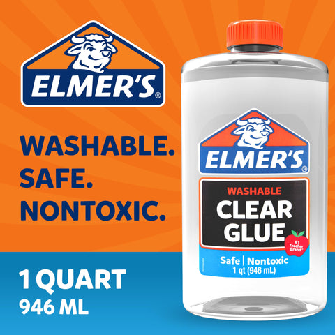 Clear Liquid School Glue For Arts And Crafts, Go To Washable And Non Toxic, 32 Ounces Bottle, Perfect For Slime Making