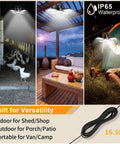 Solar Powered Outdoor Shed Light 128 LED Solar Pendant Lights With Remote, Motion Sensor used in shed, patio, tent.