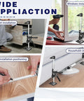 Heavy Duty Furniture Lifter Tools Solid Steel Arm Jacks For Hefting Couches And Heavy Appliances Easy Adjust 15.3 Inch Height in use for cabinet and floor installation.