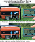 Digital Pro Grade Small Engine Tachometer with Clip for Chainsaws and Motors RPM Gauge displayed near generator