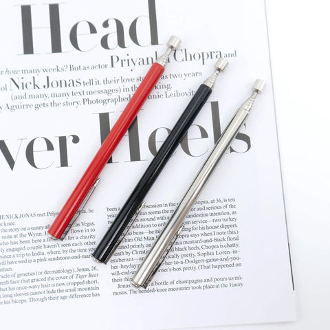 Red, black, silver 3 Piece Telescoping Magnetic Pickup Tools With Pocket Clip Grabber Reacher Pointers 24 Inch Strong Retrieving Magnets