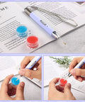 Diamond Painting Pen Kit With Light, Dual LED Drill Pens For Precision Crafting, wax clay cases and purple pen in use