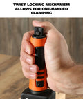 Heavy Duty Twist Lock Bar Clamps Set, 6 Inch And 12 Inch Precision Wood Clamps, close-up of hand using twist locking mechanism