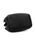 8 Inch Powered PA Speaker With 300 Watts, Ultra Portable 11-Lb Floor Monitor shown in black ABS cabinet, side view