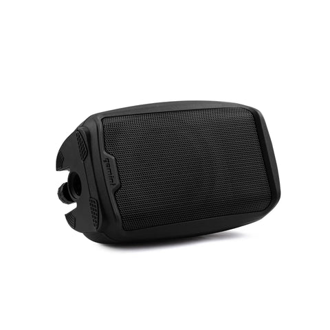 8 Inch Powered PA Speaker With 300 Watts, Ultra Portable 11-Lb Floor Monitor shown in black ABS cabinet, side view