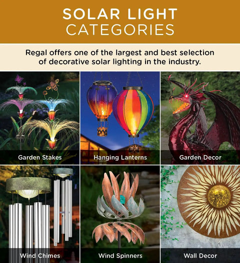 Solar light categories including Patriotic Pop-Up Hot Air Balloon Solar Lantern With LED Light Weather-Resistant Metal and Polyester Outdoor Decor.