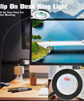 10x Desk Magnifier With Light, Flexible Gooseneck Clamp clipped to desk, showing magnified text below lamp.