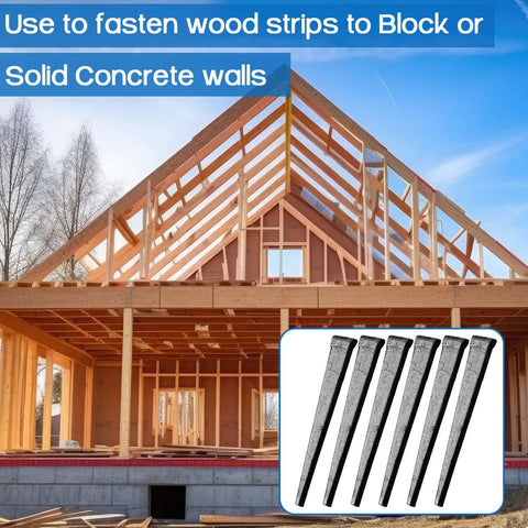 25 Pack Of Totally Rock Solid Three Inch Hardened Cut Masonry Nails With Classic Rose Heads To Hold Tight On Concrete Brick Walls Or Standard Wood Strip Applications