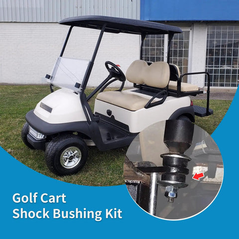 Shock Bushing Kit For Club Car DS Precedent 1982 Up And EZGO TXT Marathon 1989 Up Heavy Duty Plastic Bushings With Alloy Steel Spacers OEM 1011415 For Beefed Up Golf Cart Ride, golf cart shock bushing close-up