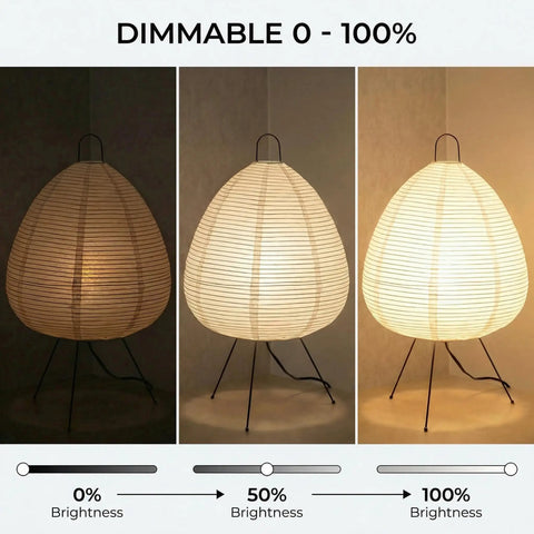 Noguchi Inspired Rice Paper Lamp Dimmable Japanese Paper Lantern For Cozy Japandi Vibe With Soothing Ambient Glow Washi Shade And Handcrafted Craftsmanship Perfect For Living Room Or Bedroom
