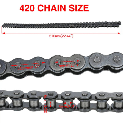 420 Mini Bike Rear Drive Chain 90 Link And Breaker Ready To Tackle Coleman Powersports CT200U BT200X CT200U EX close-up