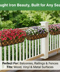 Adjustable Deck Railing Planter Boxes For Balcony Gardens Fits Railings From 2.1 To 6.3 Inches With Sturdy Metal Construction