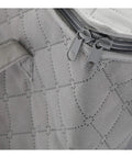 Close-up of gray zipper and handle on Foldable Large Clothes Storage Bags With Clear Window And Carrying Handles 3 Pack Closet Organizers