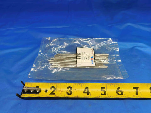 Ten Pack Of Shop Spec Taper Alignment Dowel Pins Four Inches Long Standard Size Solid Steel in packaging with ruler for size reference.