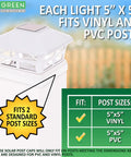Solar Post Cap Lights For 5x5 PVC Vinyl Fences, Decks, And Gardens, Waterproof White LED Outdoor Pathway Lighting, light on post