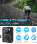 1080P HD Body Camera With Night Vision And Crisp Audio Capture For Cops And Security Pros, cycling in rain, promotion