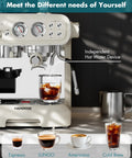 Espresso Machine With Grinder And Milk Frother For Home Use 20 Bar Pressure Vintage Cream Finishing in kitchen setting