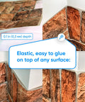 Close-up of 3D Faux Stone Wall Panels Non Adhesive PVC Covering 50 Sq Ft for home decor, showing texture and brown stone look.