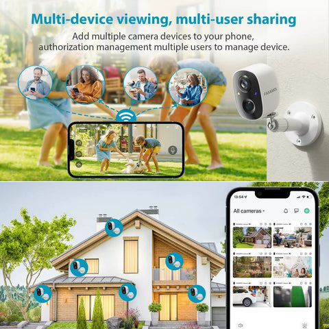 Wireless Outdoor Security Camera With Battery Power No Fuss Setup 1080P Color Night Vision monitoring house and mobile app.