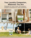 No Sweat Portable Foldable Washing Machine 20 Liter Tub With Blue Light Deep Clean used outdoors, compact and convenient laundry solution.