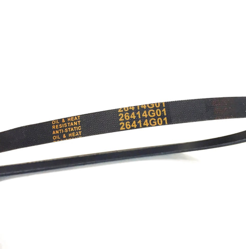 Heavy Duty Starter Generator Belt For Ezgo Golf Cart 4 Cycle Txt Medalist Marathon Workhorse 295Cc 350Cc Replaces Oem 26414G01 630587, tough rubber drive strip showing oil and heat resistance.