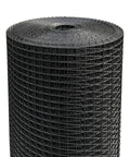 Heavy Duty Black Hardware Cloth 1/2 Inch X 36 Inches By 100 Feet 19 Gauge Galvanized Steel Wire Mesh roll view, showcasing vinyl coating.
