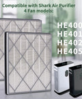 Pair of HE401 Compatible True HEPA Filter Replacement For 4 Fan Air Purifiers With Odor Lock Fits HE400 models