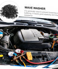 Wave Washer Set 500 Pieces Spring Steel Gasket Assortment Kit For Electrical Connections And Automotive Use Smooth Edges To Reduce Friction Uniform Diameters And Three Wave Design For Reliable Spring Action, black wave washers for engine bay use