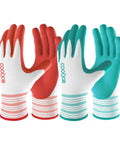 Women Gardening Gloves Six Pairs Breathable Rubber Coated for Yard and Garden with Killer Grip, Medium Size in Red and Mint Green