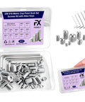 Hella Durable Hex Socket Set Screw Assortment Kit With Allen Wrenches 60 Piece Stainless Steel Metric in clear storage case.
