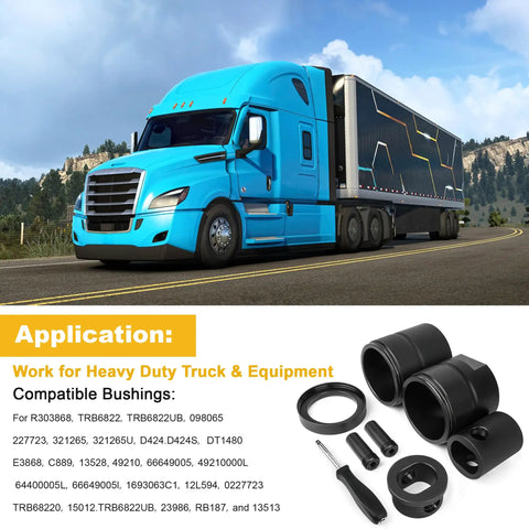 Pin And Bushing Adapter Tool Service Kit For Removing Pins And Bushings, Built Tough Heavy Duty Steel With Black Oxide Coating