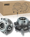 Pair Front Wheel Bearing Hub Assembly Fits Altima 2007 2008 2009 2010 2011 2012 And 2013 Altima 2.5L Coupe With Encoder ABS 5 Lug Front Left And Right Ready To Install Drop In Replacement For 2.5L 4 Cylinder Models Only shown with product box, close-up view.
