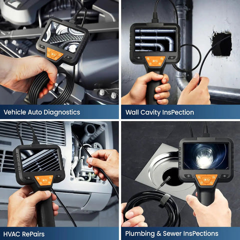 Endoscope Camera With Light For Tight Spaces, IP67 Waterproof Borescope in various inspections: auto, wall, HVAC, sewer